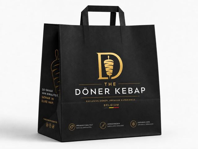 Zwarte draagtas met het logo van The Döner Kebap